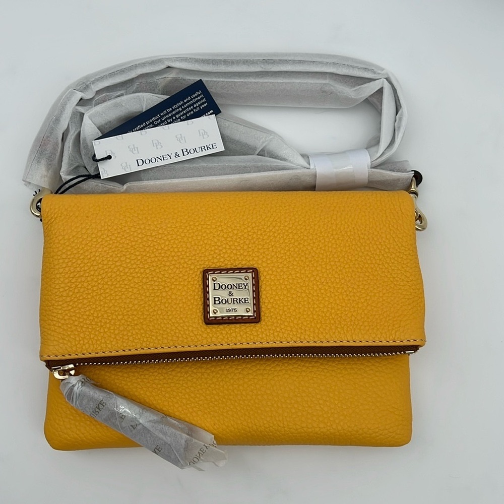 Dooney & Bourke Pebble Grain Foldover Zip Crossbody Yellow